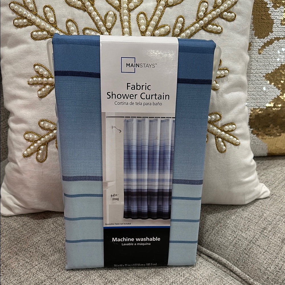 Mainstays Blue Fabric Shower Curtain